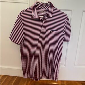 Vineyard Vines Men's Striped Polo Shirt - Pink and Navy
